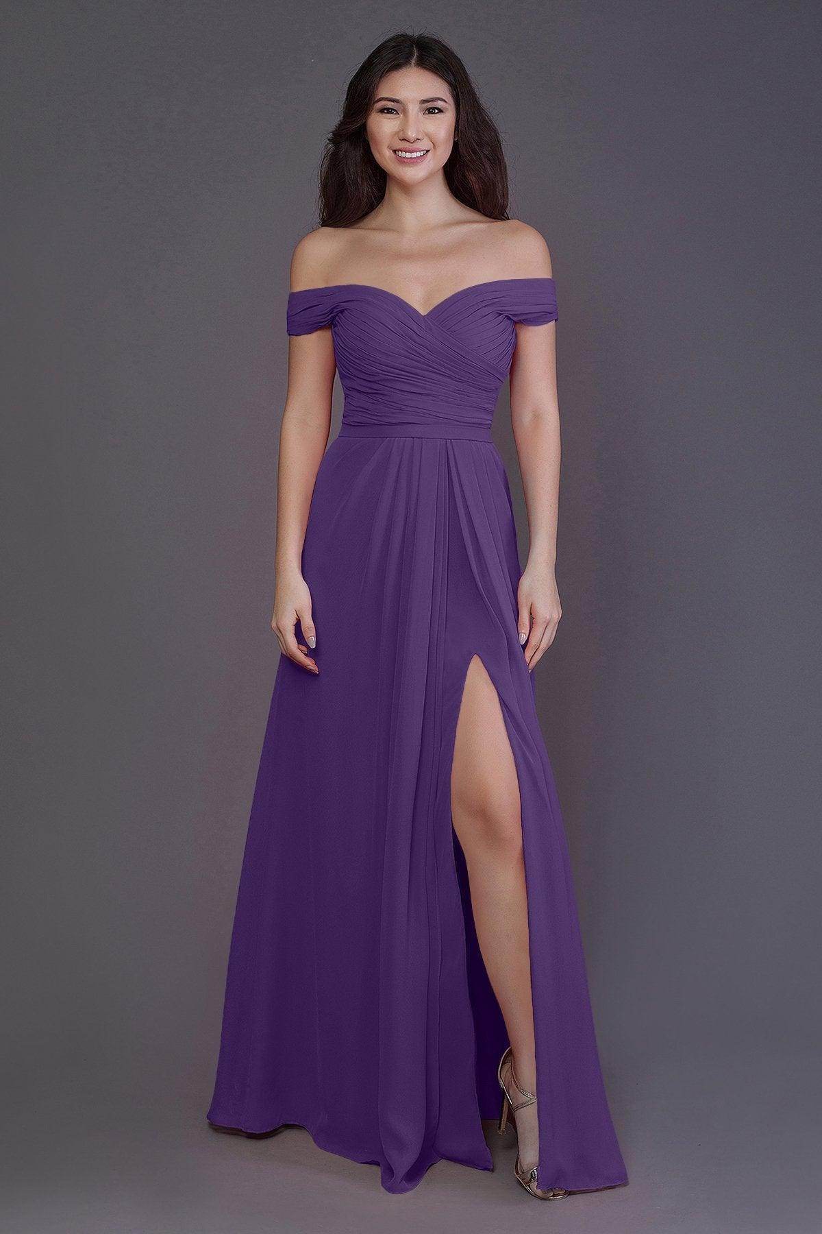 Sheath-Column Floor Length Chiffon Bridesmaid Dress PR3536PS - COCOMELODY
